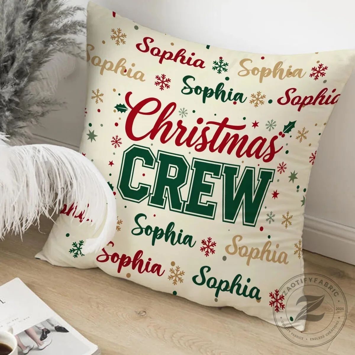 Personalized Christmas Crew Family Name Holiday Throw Pillow 16 Personalized Christmas Crew Family Name Holiday Throw Pillow