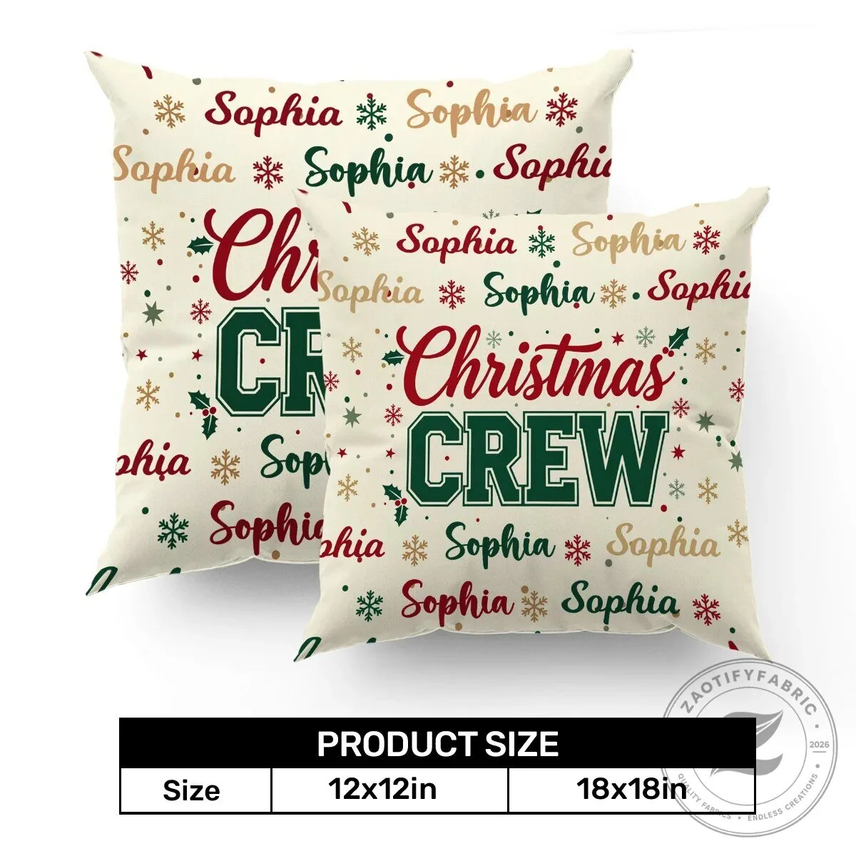 Personalized Christmas Crew Family Name Holiday Throw Pillow 17 Personalized Christmas Crew Family Name Holiday Throw Pillow
