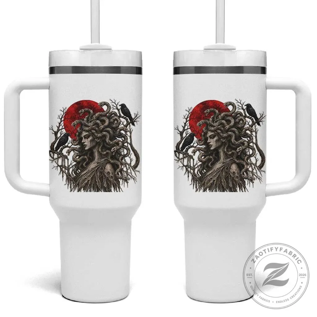Gothic Medusa Blood Moon Greek Mythology Insulated Tumbler with Handle