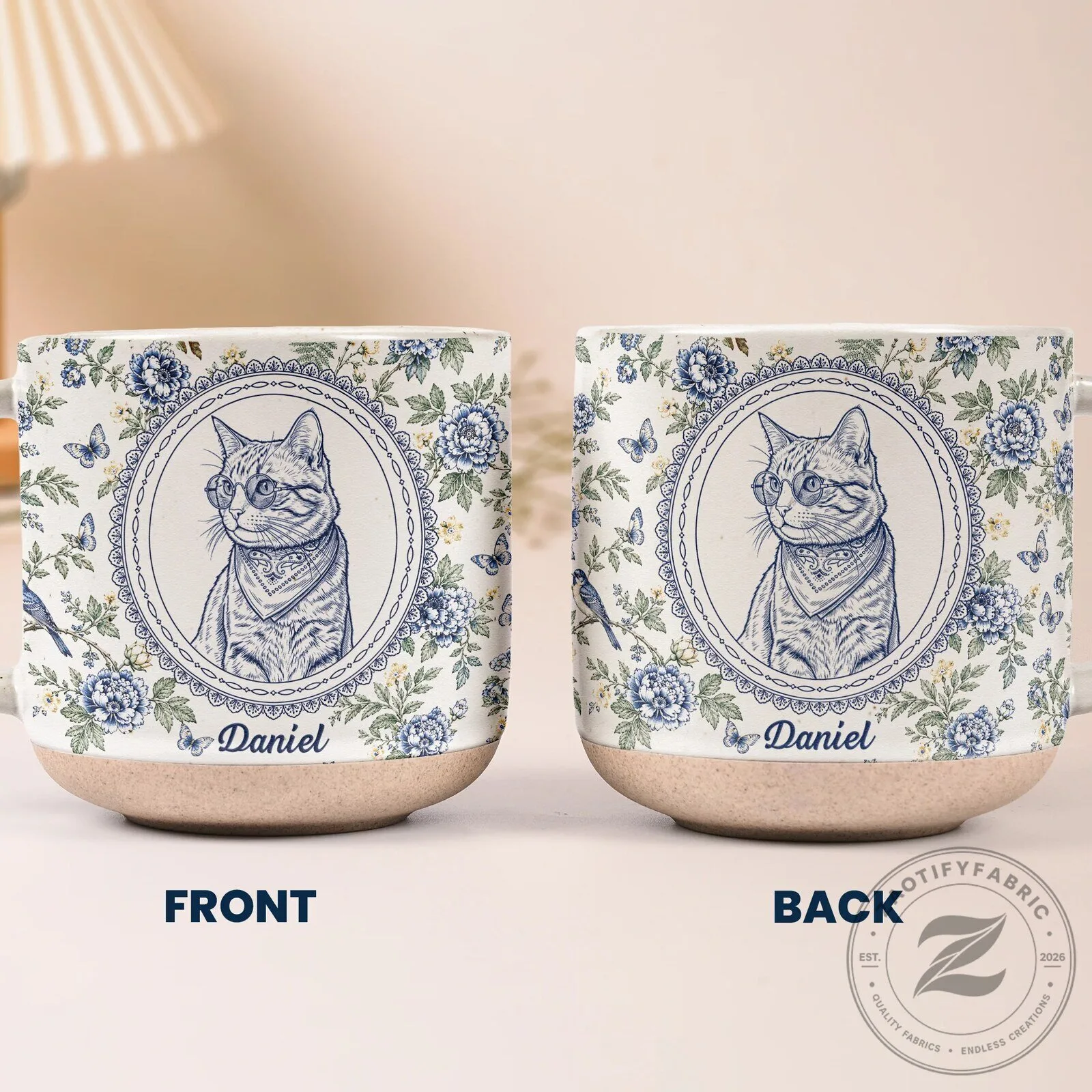 Personalized Pet Portrait Sketch Floral Pattern Custom Name Coffee Mug 18 Personalized Pet Portrait Sketch Floral Pattern Custom Name Coffee Mug