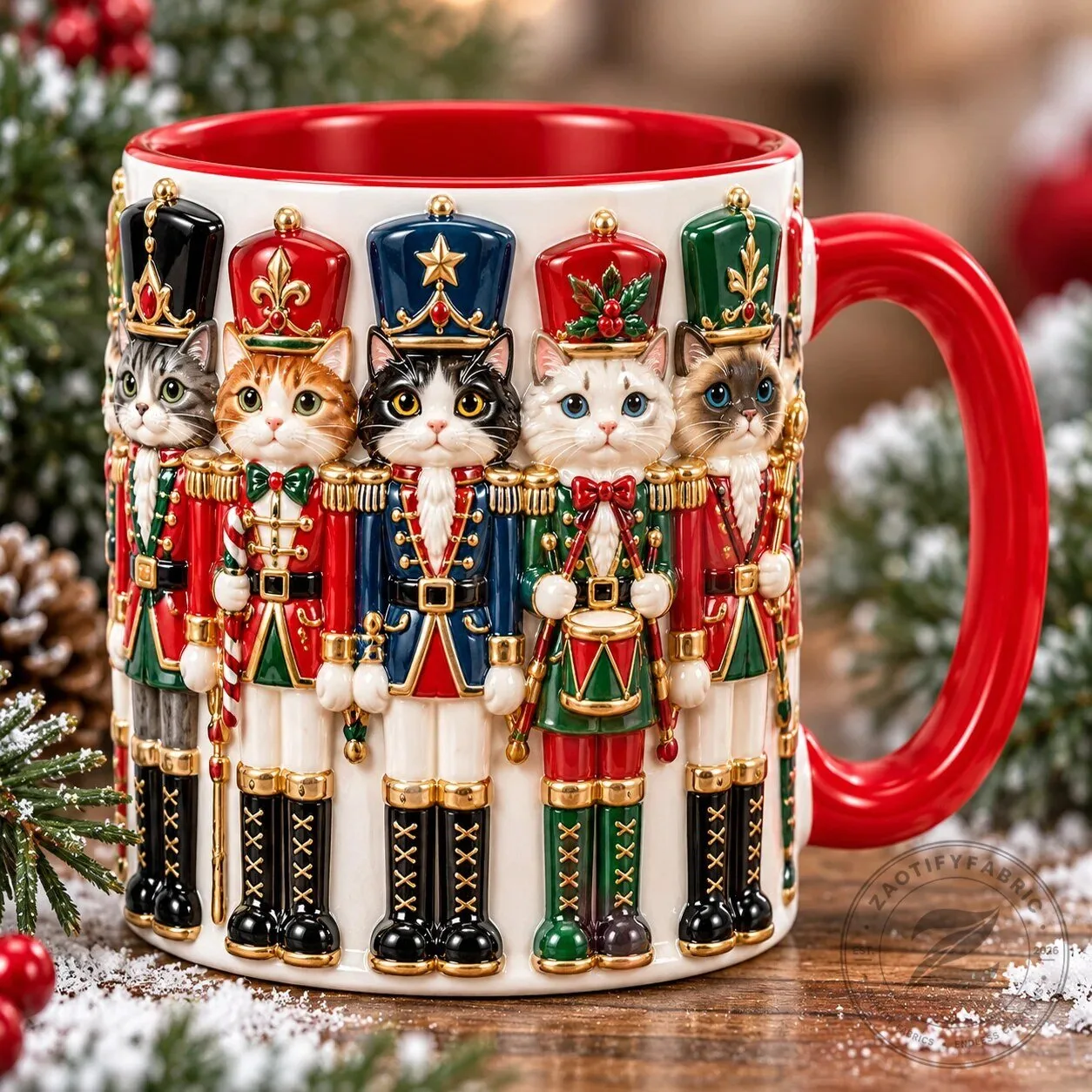 Christmas Cat Nutcracker Soldiers 3D Embossed Holiday Coffee Mug 5 Christmas Cat Nutcracker Soldiers 3D Embossed Holiday Coffee Mug