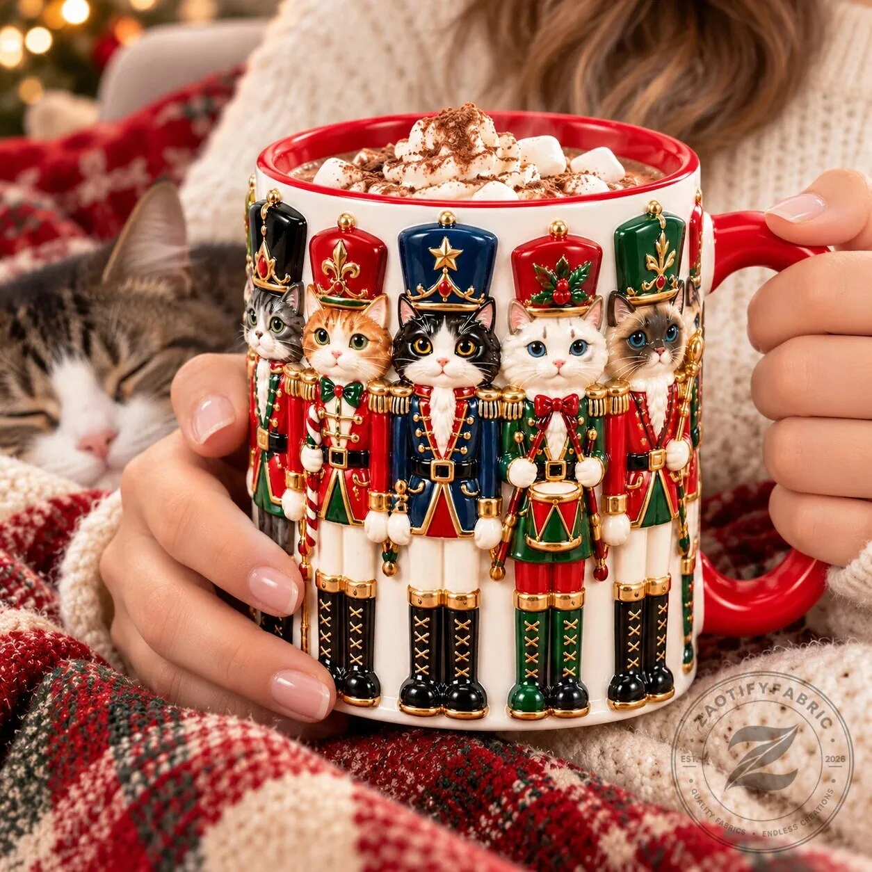 Christmas Cat Nutcracker Soldiers 3D Embossed Holiday Coffee Mug 6 Christmas Cat Nutcracker Soldiers 3D Embossed Holiday Coffee Mug