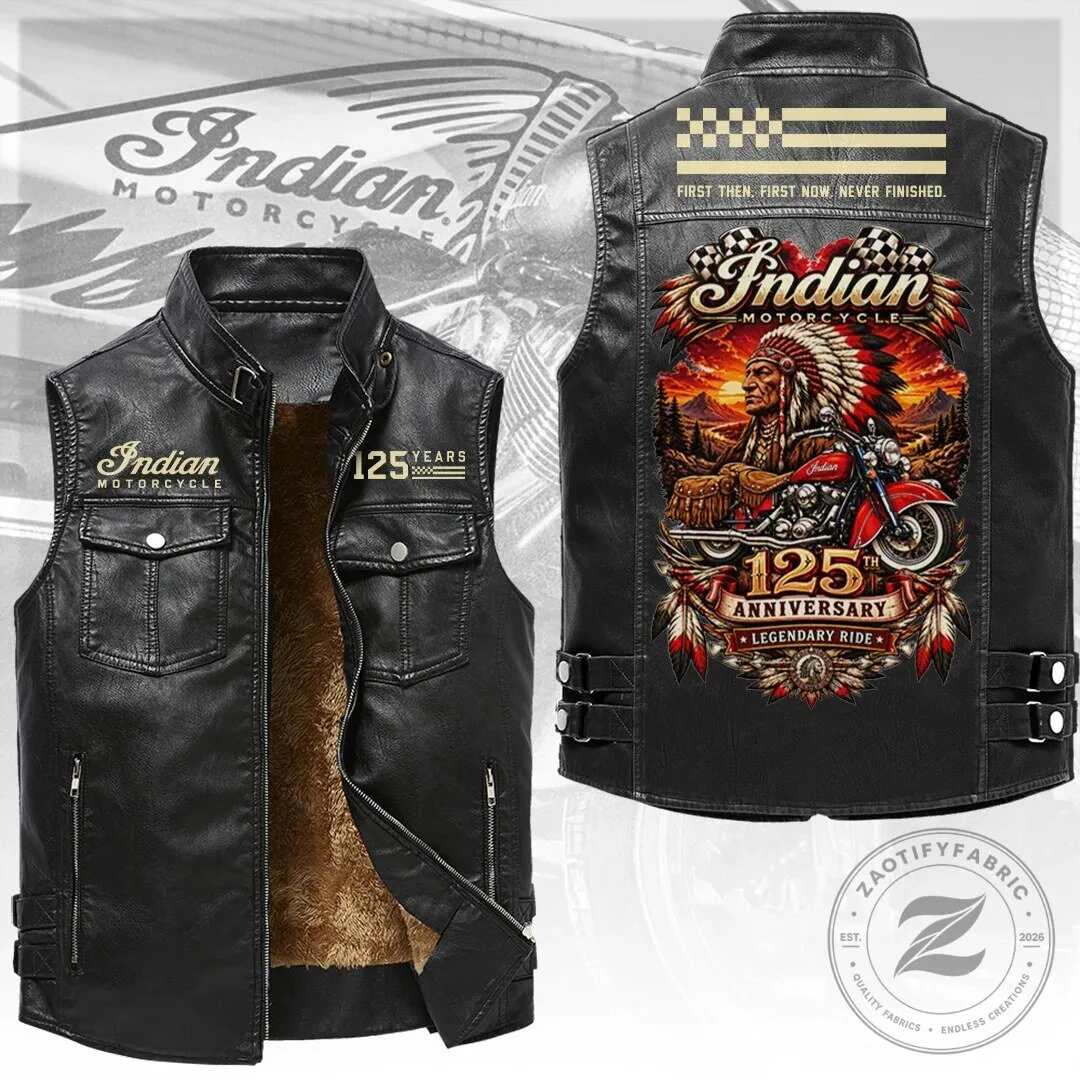 Indian Motorcycle 125th Anniversary Legendary Ride Sleeveless Leather Jacket 2 Indian Motorcycle 125th Anniversary Legendary Ride Sleeveless Leather Jacket