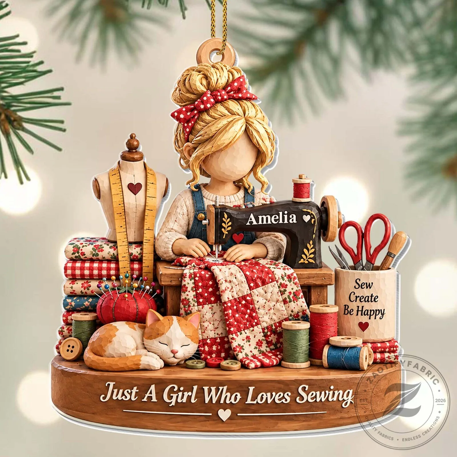Custom Christmas Tree Ornament for Girls Who Love Sewing 12 Custom Christmas Tree Ornament for Girls Who Love Sewing