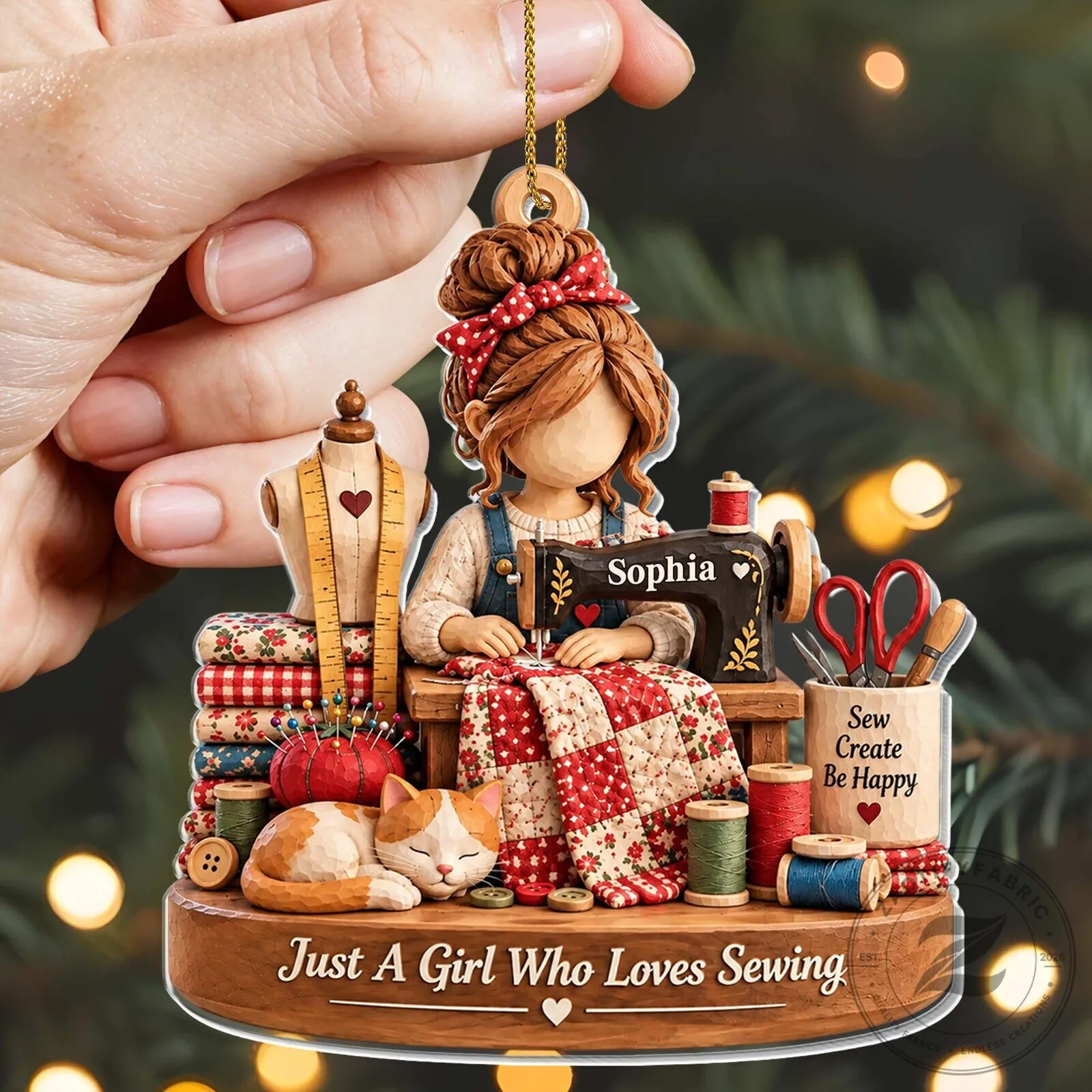 Custom Christmas Tree Ornament for Girls Who Love Sewing 14 Custom Christmas Tree Ornament for Girls Who Love Sewing