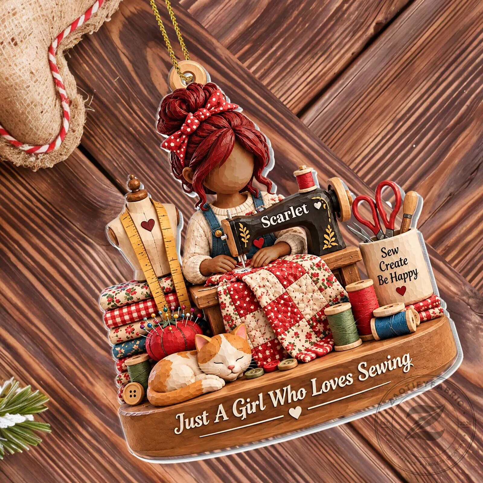 Custom Christmas Tree Ornament for Girls Who Love Sewing 17 Custom Christmas Tree Ornament for Girls Who Love Sewing