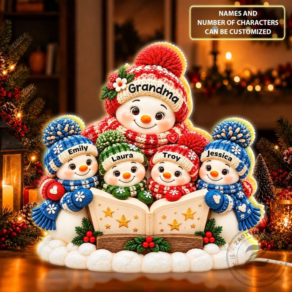 Personalized Grandma's Little Reading Club Snowman Family Christmas Light Box Personalized Grandma's Little Reading Club Snowman Family Christmas Light Box