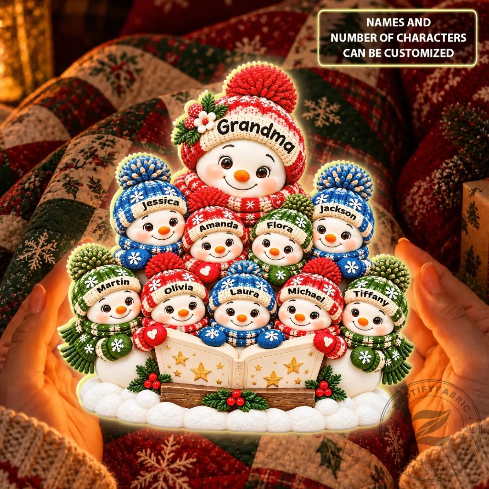 Personalized Grandma's Little Reading Club Snowman Family Christmas Light Box 8 Personalized Grandma