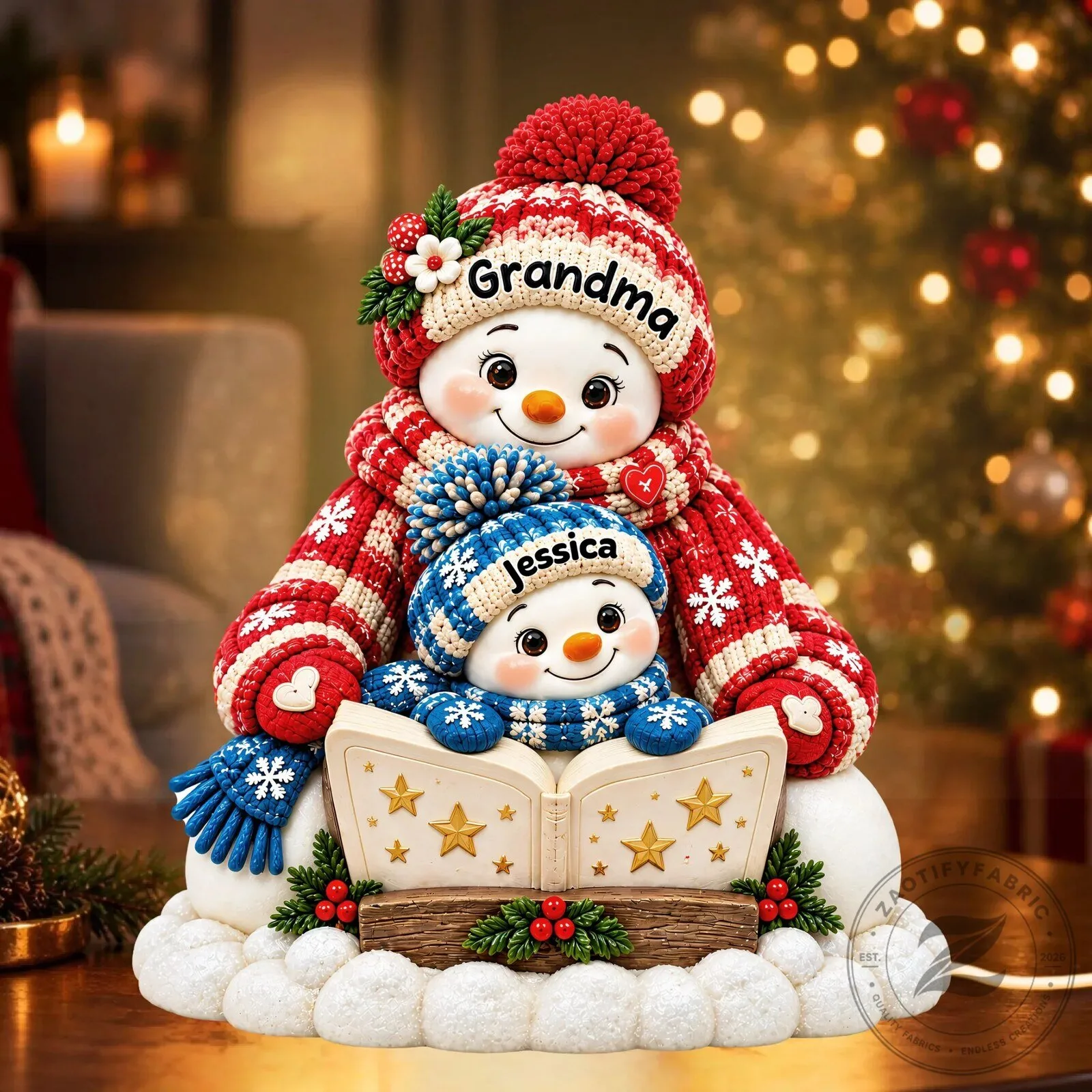 Personalized Grandma's Little Reading Club Snowman Family Christmas Light Box 9 Personalized Grandma