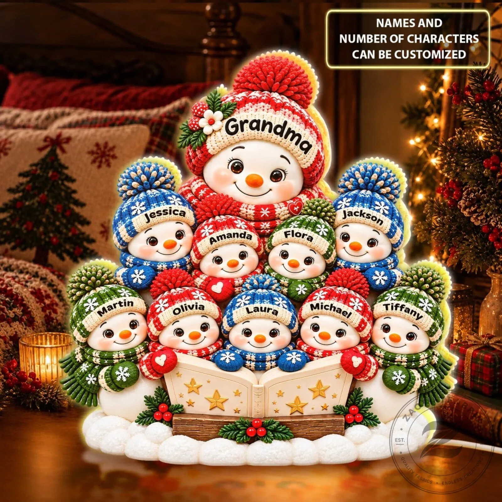 Personalized Grandma's Little Reading Club Snowman Family Christmas Light Box 10 Personalized Grandma