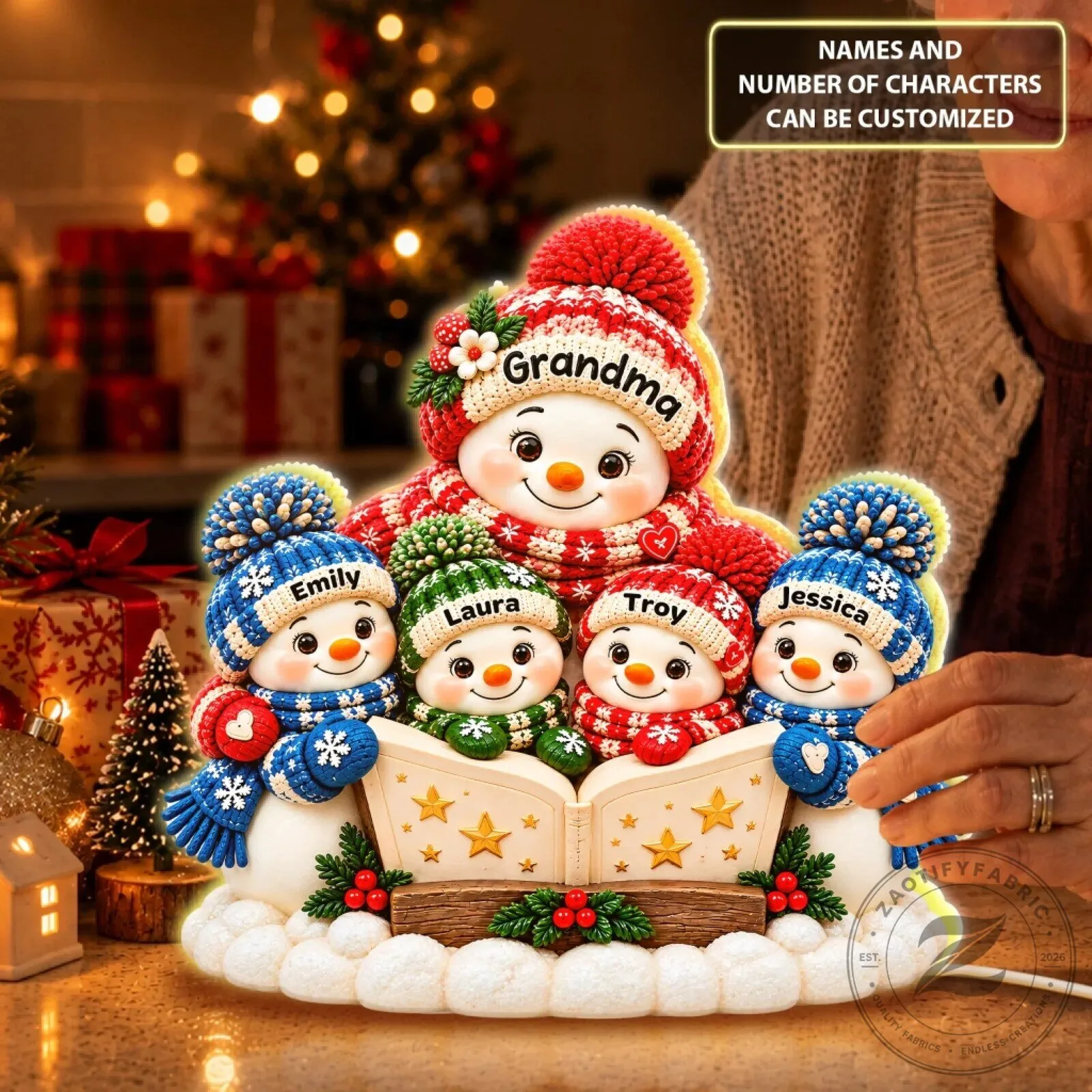 Personalized Grandma's Little Reading Club Snowman Family Christmas Light Box 11 Personalized Grandma