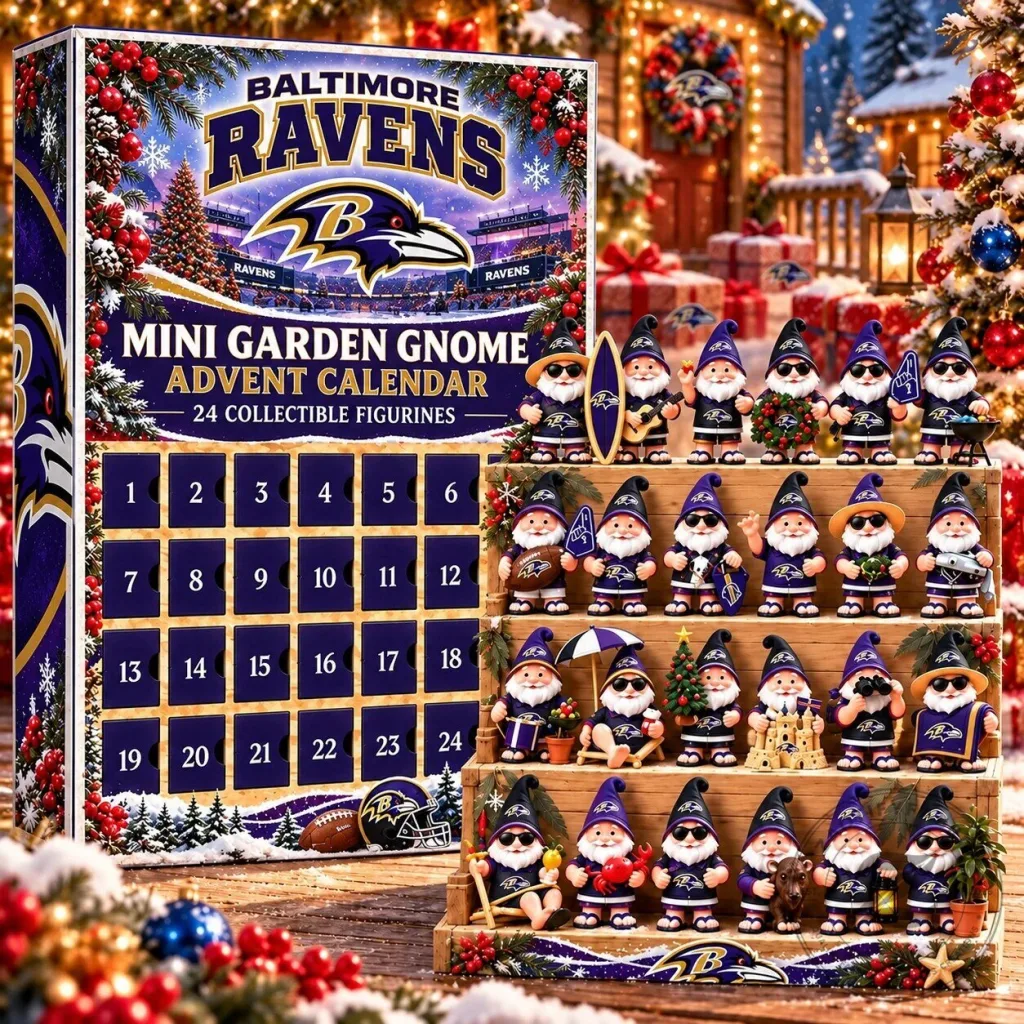 Baltimore Ravens NFL Mini Garden Gnome Advent Calendar with 24 Collectible Figurines 2D Baltimore Ravens NFL Mini Garden Gnome Advent Calendar with 24 Collectible Figurines 2D
