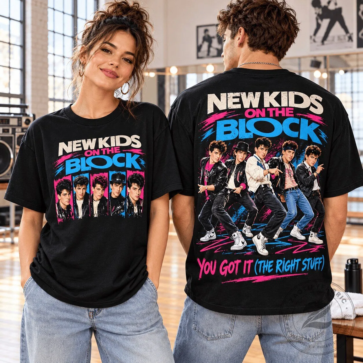 New Kids on the Block The Right Stuff Dance Music Band Black T-Shirt