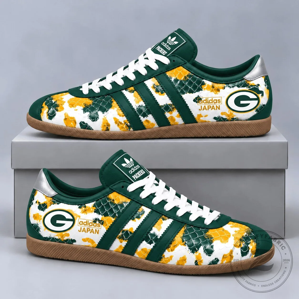 Green Bay Packers Japan Edition Abstract Floral Print Low Top Sneakers