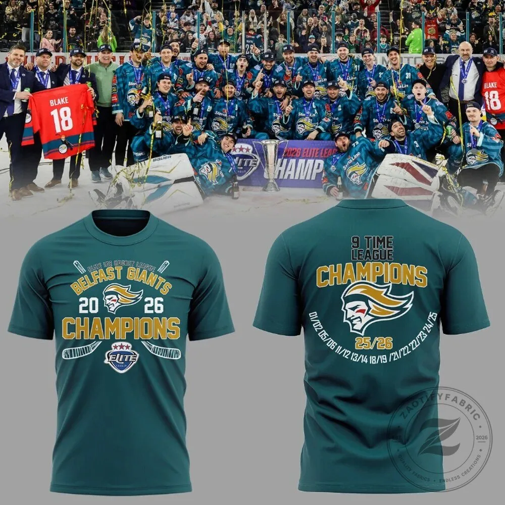 Belfast Giants 2026 Elite League Champions Ice Hockey Fan T-Shirt