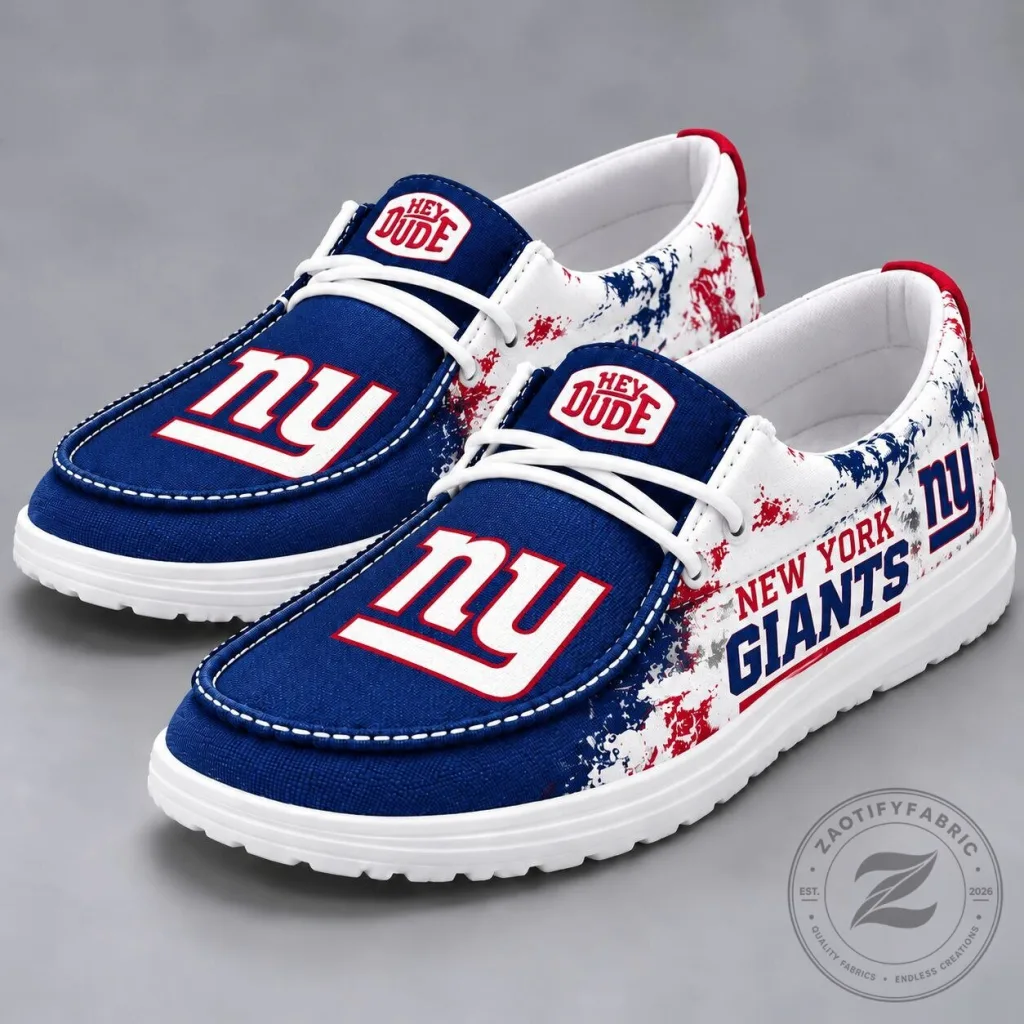 New York Giants NFL Team Logo Hey Dude Style Shoes for Men and Women New York Giants NFL Team Logo Hey Dude Style Shoes for Men and Women