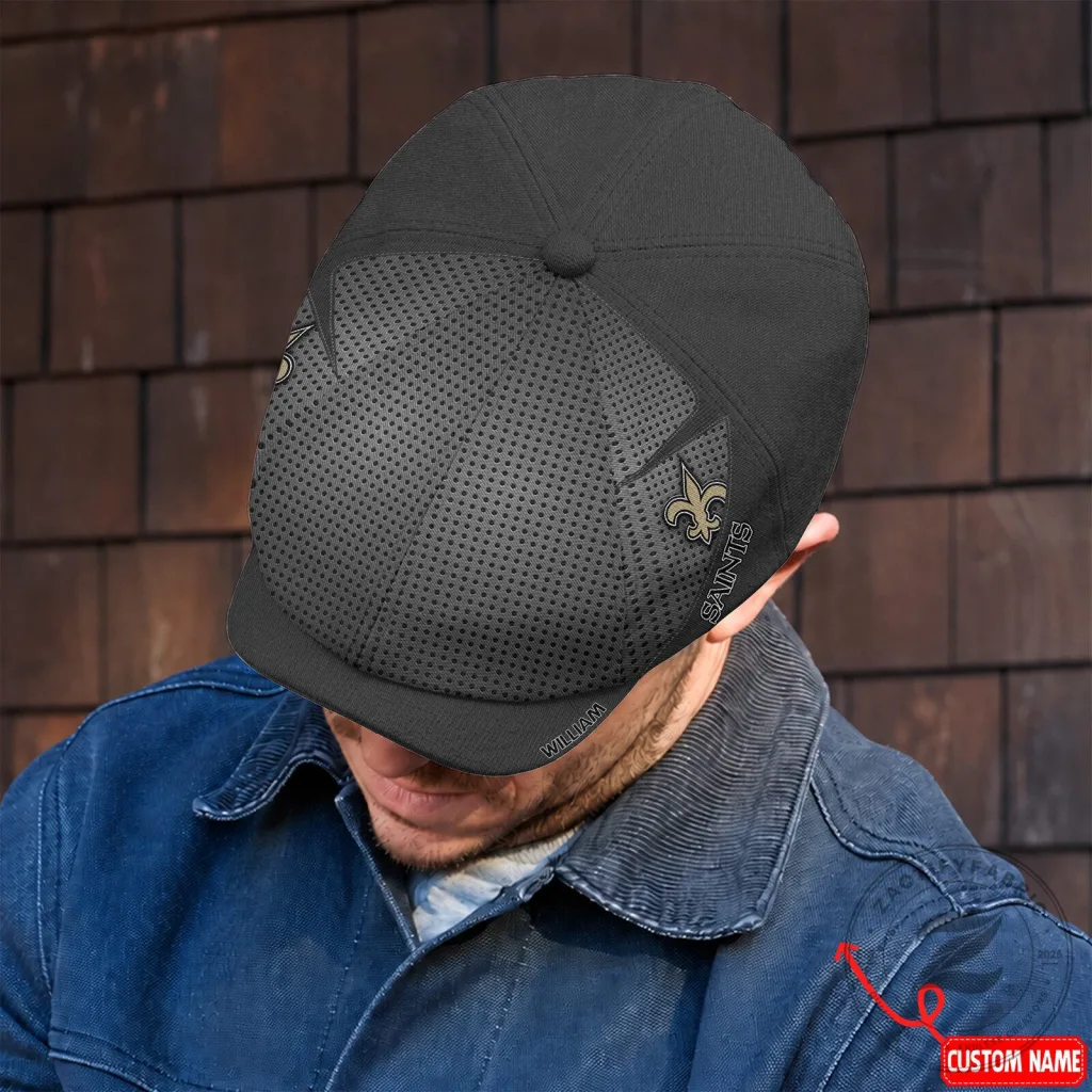 New Orleans Saints NFL Personalized Black Flat Cap Hat New Orleans Saints NFL Personalized Black Flat Cap Hat