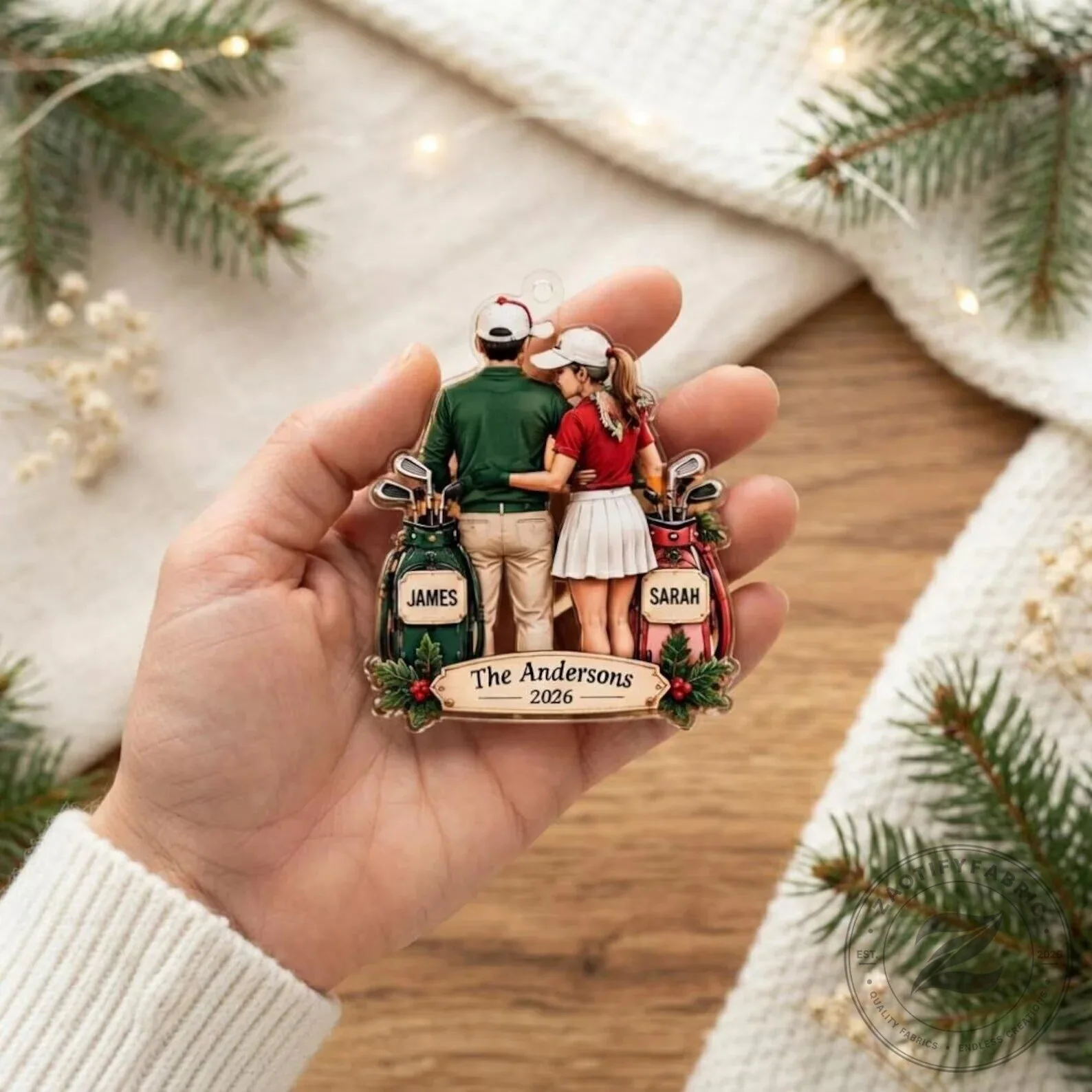 Personalized Golf Couple Christmas Ornament, Custom Name Golfers Holiday Decoration 11 Personalized Golf Couple Christmas Ornament, Custom Name Golfers Holiday Decoration