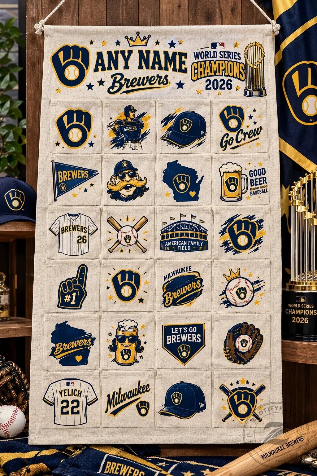 Elegant Tiger Lily Floral Design Black AirPods Case with Keychain 6 Custom 2D Wall Advent Calendar for Milwaukee Brewers 2026 World Series Champions