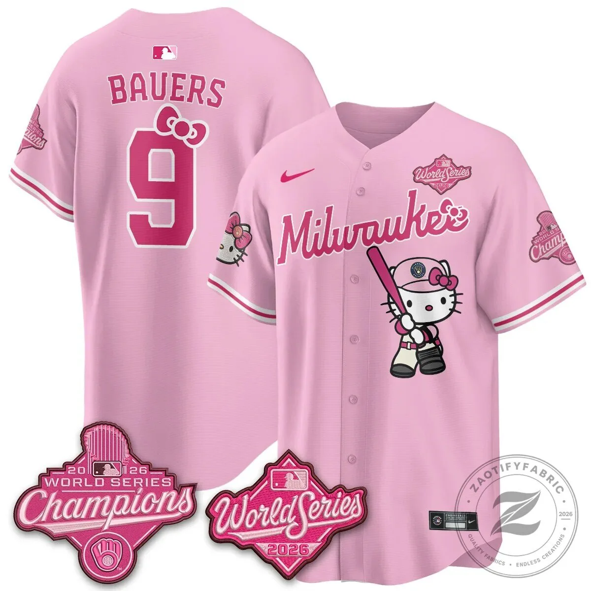 Elegant Tiger Lily Floral Design Black AirPods Case with Keychain 7 2026 World Series Champions Baseball Jersey in Pink with Hello Kitty for Milwaukee Brewers