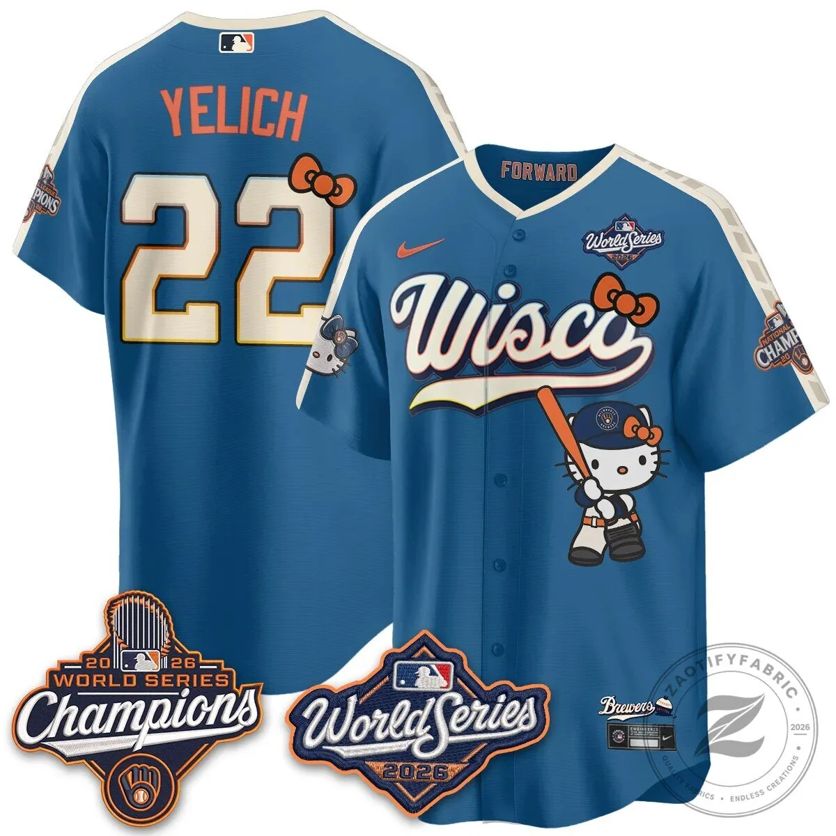 2026 World Series Champions Baseball Jersey in Pink with Hello Kitty for Milwaukee Brewers 118 2026 World Series Champions Baseball Jersey in Pink with Hello Kitty for Milwaukee Brewers
