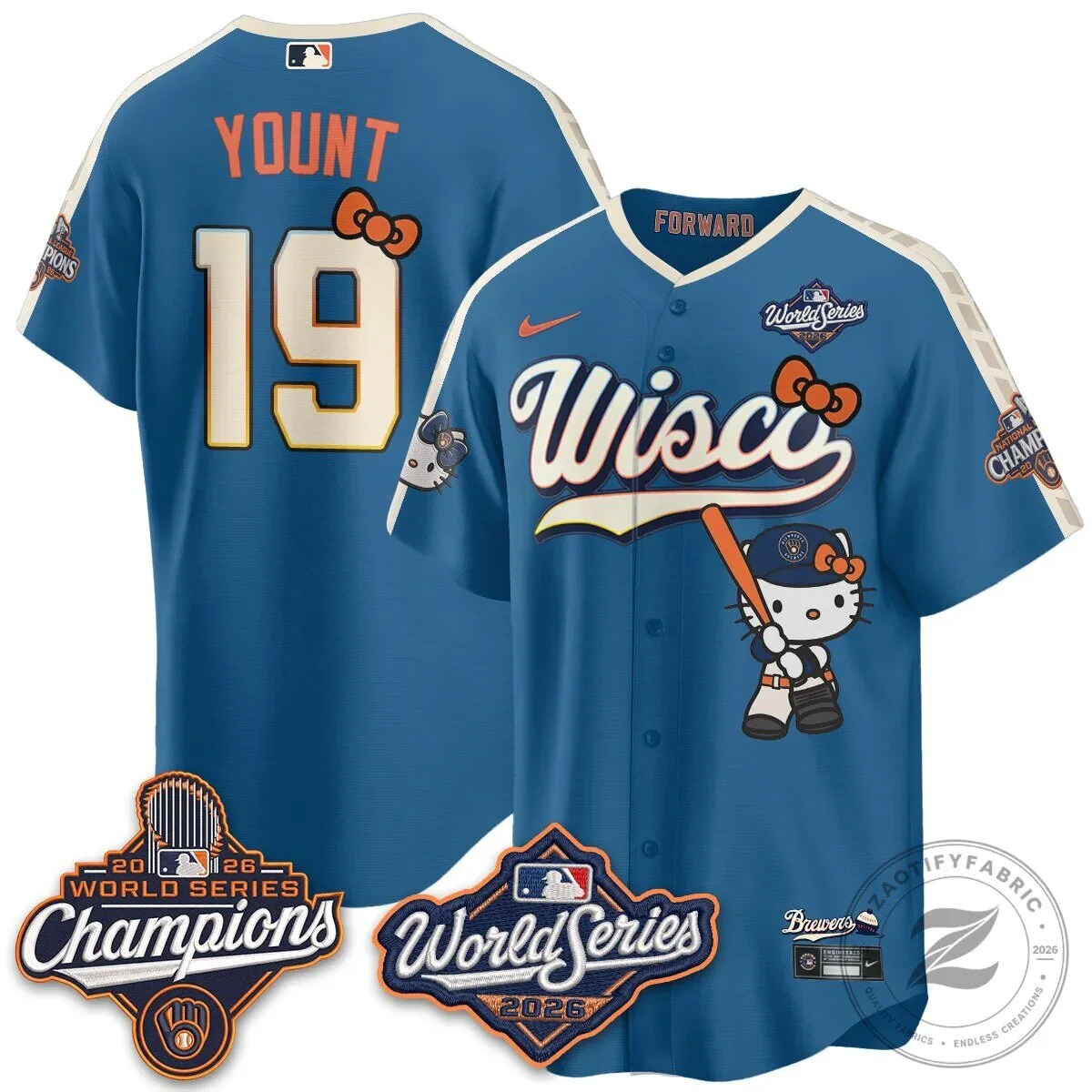2026 World Series Champions Baseball Jersey in Pink with Hello Kitty for Milwaukee Brewers 123 2026 World Series Champions Baseball Jersey in Pink with Hello Kitty for Milwaukee Brewers