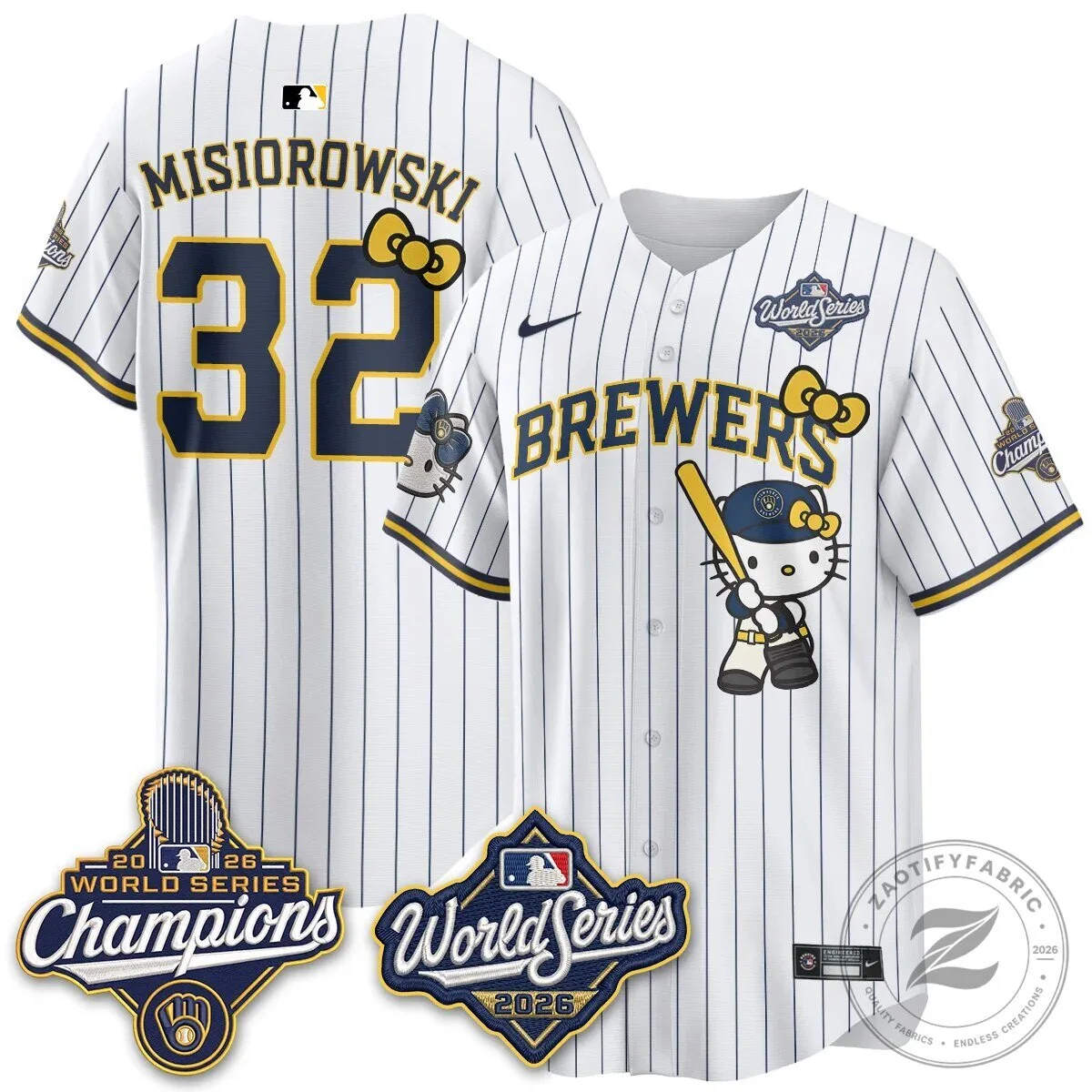 2026 World Series Champions Baseball Jersey in Pink with Hello Kitty for Milwaukee Brewers 131 2026 World Series Champions Baseball Jersey in Pink with Hello Kitty for Milwaukee Brewers