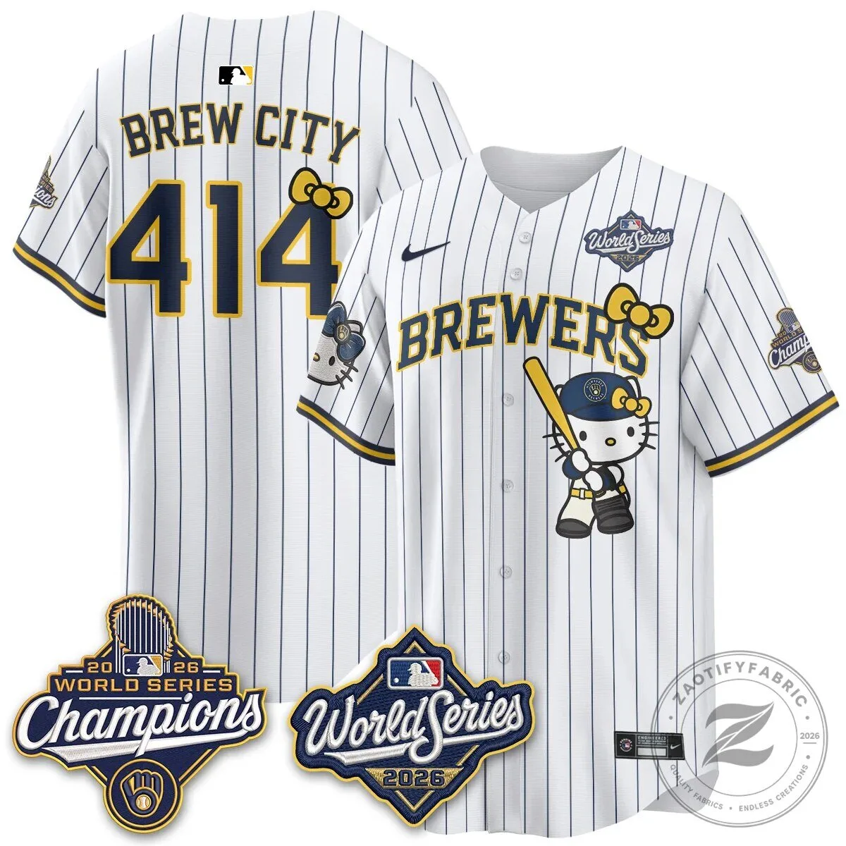 2026 World Series Champions Baseball Jersey in Pink with Hello Kitty for Milwaukee Brewers 141 2026 World Series Champions Baseball Jersey in Pink with Hello Kitty for Milwaukee Brewers