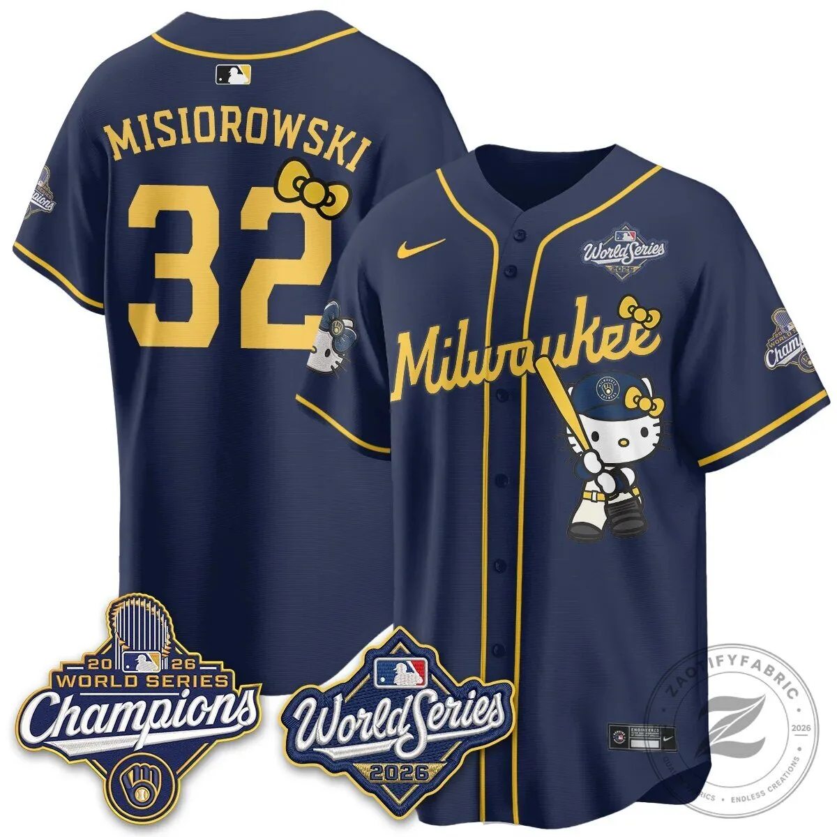 2026 World Series Champions Baseball Jersey in Pink with Hello Kitty for Milwaukee Brewers 147 2026 World Series Champions Baseball Jersey in Pink with Hello Kitty for Milwaukee Brewers