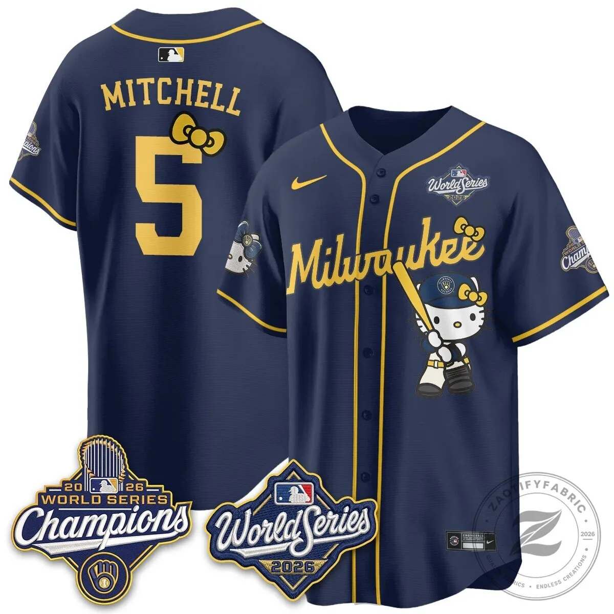 2026 World Series Champions Baseball Jersey in Pink with Hello Kitty for Milwaukee Brewers 149 2026 World Series Champions Baseball Jersey in Pink with Hello Kitty for Milwaukee Brewers