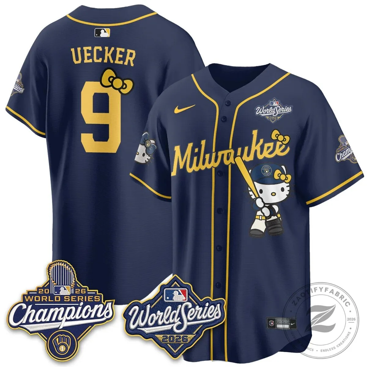 2026 World Series Champions Baseball Jersey in Pink with Hello Kitty for Milwaukee Brewers 152 2026 World Series Champions Baseball Jersey in Pink with Hello Kitty for Milwaukee Brewers